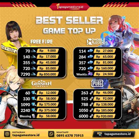 voucher topup game harga terbaru promosi pilihan top up terbatas image 1