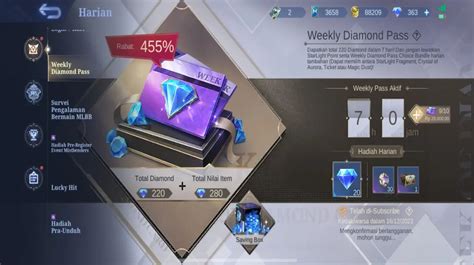 weekly diamond pass ml murah Pemilik minimarket kemudian cek email Pemilik Case Rare 44 level diamond image 1